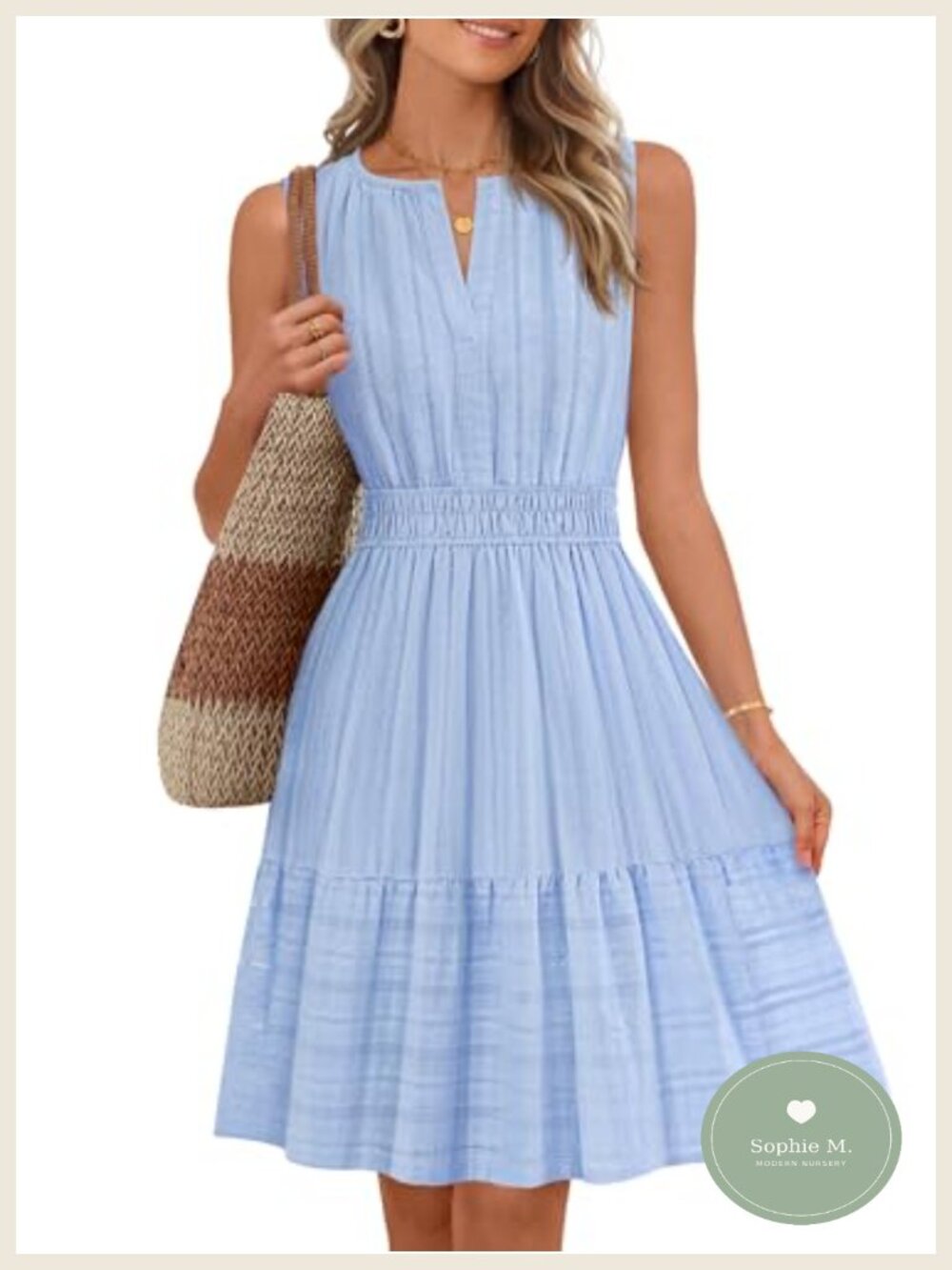 Women's Sleeveless Mini Sundress Cotton Linen Casual Beach Dress